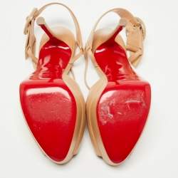 Christian Louboutin Beige Leather Hollandrive Sandals Size 37.5
