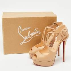 Christian Louboutin Beige Leather Hollandrive Sandals Size 37.5