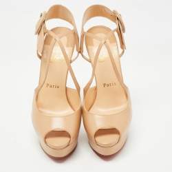 Christian Louboutin Beige Leather Hollandrive Sandals Size 37.5
