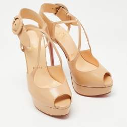 Christian Louboutin Beige Leather Hollandrive Sandals Size 37.5