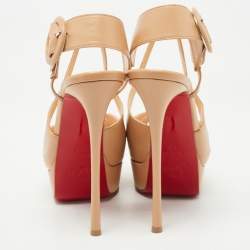 Christian Louboutin Beige Leather Hollandrive Sandals Size 37.5
