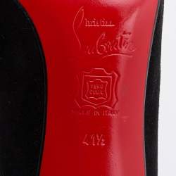 Pre Owned Christian Louboutin Black Suede Bow Round Toe Pumps Size 41.5