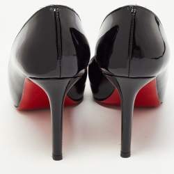 Pre Owned Christian Louboutin Black Patent Leather Very Prive Pumps Size 38