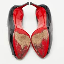 Pre Owned Christian Louboutin Black Patent Leather Very Prive Pumps Size 38