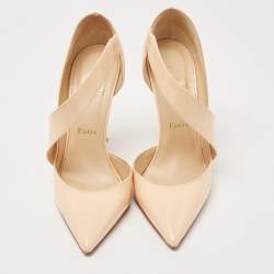 Pre Owned Christian Louboutin Cream Patent Leather  Jumping  Pumps Size 39