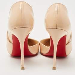 Pre Owned Christian Louboutin Cream Patent Leather  Jumping  Pumps Size 39