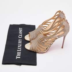 Pre Owned Christian Louboutin Multicolor Glitter Mul Tibrida Strappy Sandals Size 38.5 