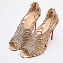 Pre Owned Christian Louboutin Multicolor Glitter Mul Tibrida Strappy Sandals Size 38.5 
