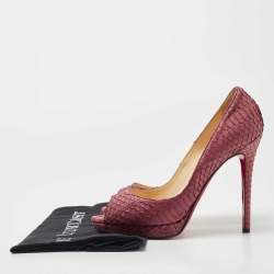 مملوكة مسبقًا Christian Louboutin Pink Python Yolanda Peep Toe Pumps Size 38
