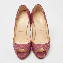 مملوكة مسبقًا Christian Louboutin Pink Python Yolanda Peep Toe Pumps Size 38