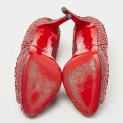 مملوكة مسبقًا Christian Louboutin Pink Python Yolanda Peep Toe Pumps Size 38