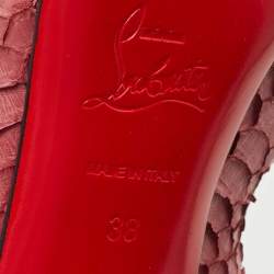 مملوكة مسبقًا Christian Louboutin Pink Python Yolanda Peep Toe Pumps Size 38