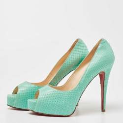 Christian Louboutin Turquoise Python Very Prive Pumps Size 38.5