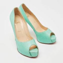 Christian Louboutin Turquoise Python Very Prive Pumps Size 38.5