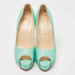 Christian Louboutin Turquoise Python Very Prive Pumps Size 38.5