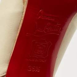 Christian Louboutin Cream Leather Platform Slingback Pumps Size 38.5
