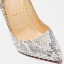 Pre Owned Christian Louboutin Grey/Silver Water Snake So Kate Pumps Size 38.5