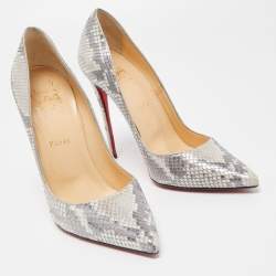 Pre Owned Christian Louboutin Grey/Silver Water Snake So Kate Pumps Size 38.5
