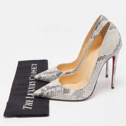 Pre Owned Christian Louboutin Grey/Silver Water Snake So Kate Pumps Size 38.5