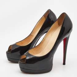 Pre Owned Christian Louboutin Black Patent Palais Royal Pumps Size 38