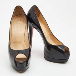 Pre Owned Christian Louboutin Black Patent Palais Royal Pumps Size 38