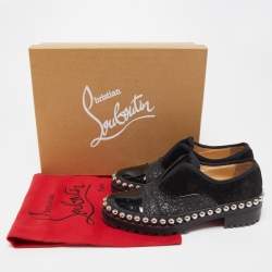 Christian Louboutin Black Suede, Glitter and Patent Leather Alphacroc Oxfords Size 35.5