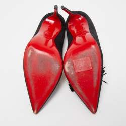 Pre Owned Christian Louboutin Black Suede Gwalior Pumps Size 35.5