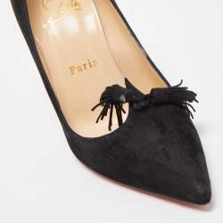 Pre Owned Christian Louboutin Black Suede Gwalior Pumps Size 35.5