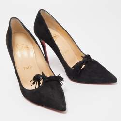 Pre Owned Christian Louboutin Black Suede Gwalior Pumps Size 35.5