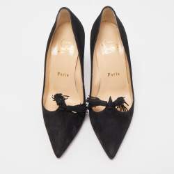 Pre Owned Christian Louboutin Black Suede Gwalior Pumps Size 35.5