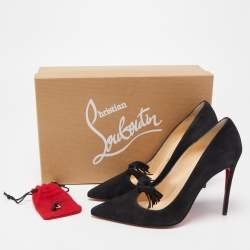 Pre Owned Christian Louboutin Black Suede Gwalior Pumps Size 35.5