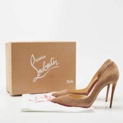 Pre Owned Christian Louboutin Brown Suede Iriza Pumps Size 39.5 