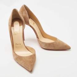 Pre Owned Christian Louboutin Brown Suede Iriza Pumps Size 39.5 