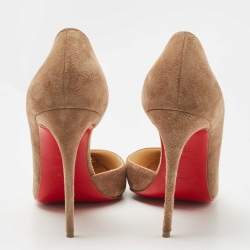 Pre Owned Christian Louboutin Brown Suede Iriza Pumps Size 39.5 