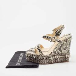 Christian Louboutin Black/Cream Python Pyraclou Sandals Size 37