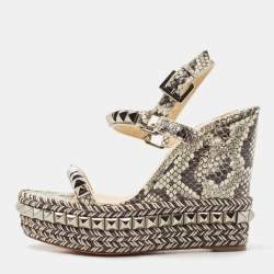 Christian Louboutin Black/Cream Python Pyraclou Sandals Size 37
