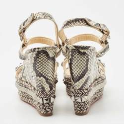 Christian Louboutin Black/Cream Python Pyraclou Sandals Size 37