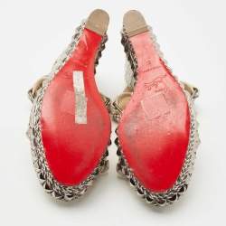 Christian Louboutin Black/Cream Python Pyraclou Sandals Size 37