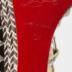 Christian Louboutin Black/Cream Python Pyraclou Sandals Size 37