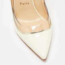 Pre Owned Christian Louboutin Off White Patent Leather and PVC Cosmo Pumps Size 38