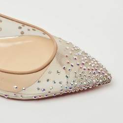 مملوكة مسبقًا Christian Louboutin Metallic Glitter and Leather Follies Strass Ballet Flats Size 36.5