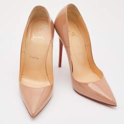 Pre Owned Christian Louboutin Beige Patent Leather So Kate Pumps Size 37