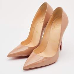 Pre Owned Christian Louboutin Beige Patent Leather So Kate Pumps Size 37