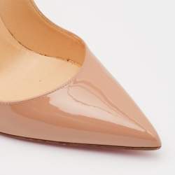 Pre Owned Christian Louboutin Beige Patent Leather So Kate Pumps Size 37