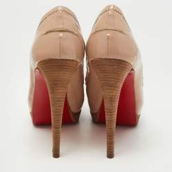 Christian Louboutin Beige Patent Peniche Peep Top Pumps Size 39