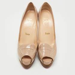 Christian Louboutin Beige Patent Peniche Peep Top Pumps Size 39