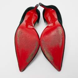 Pre Owned Christian Louboutin Dark Green Velvet Iriza Pumps Size 36.5