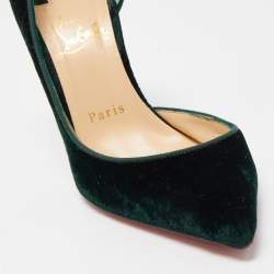 Pre Owned Christian Louboutin Dark Green Velvet Iriza Pumps Size 36.5