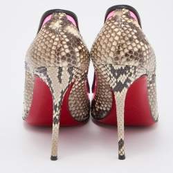 Pre Owned Christian Louboutin Pink/Beige Python and PVC Paulina Pumps Size 39