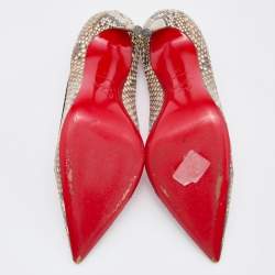 Pre Owned Christian Louboutin Pink/Beige Python and PVC Paulina Pumps Size 39